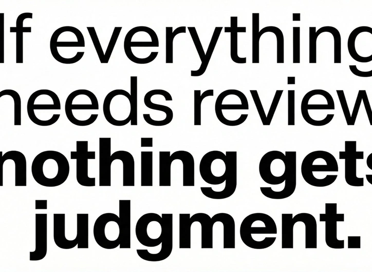 If everything needs review nothing gets judgment.